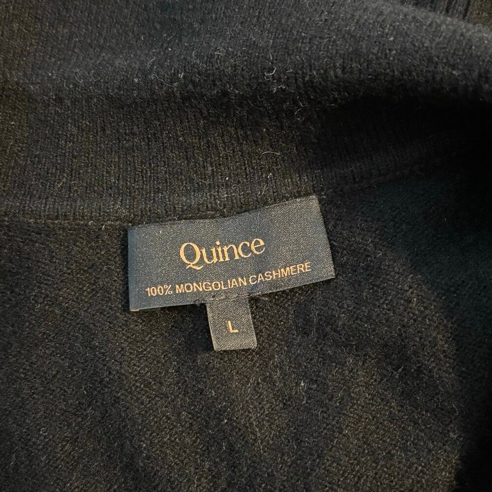 Quince Size L Mongolian Cashmere Polo Sweater Black - Picture 4 of 6